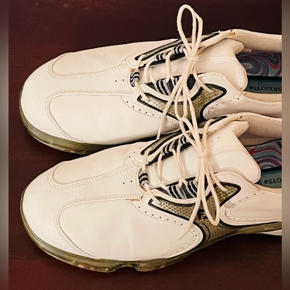 Men's FootJoy DryJoys Tour Golf Shoes White And Gold Size 8 Medium 99123 - Picture 4 of 8
